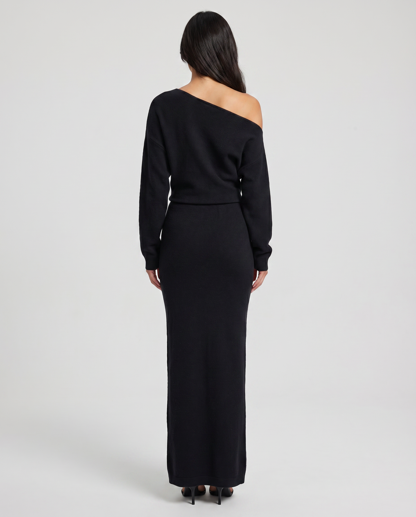Off-Shoulder Knit Maxi Dress