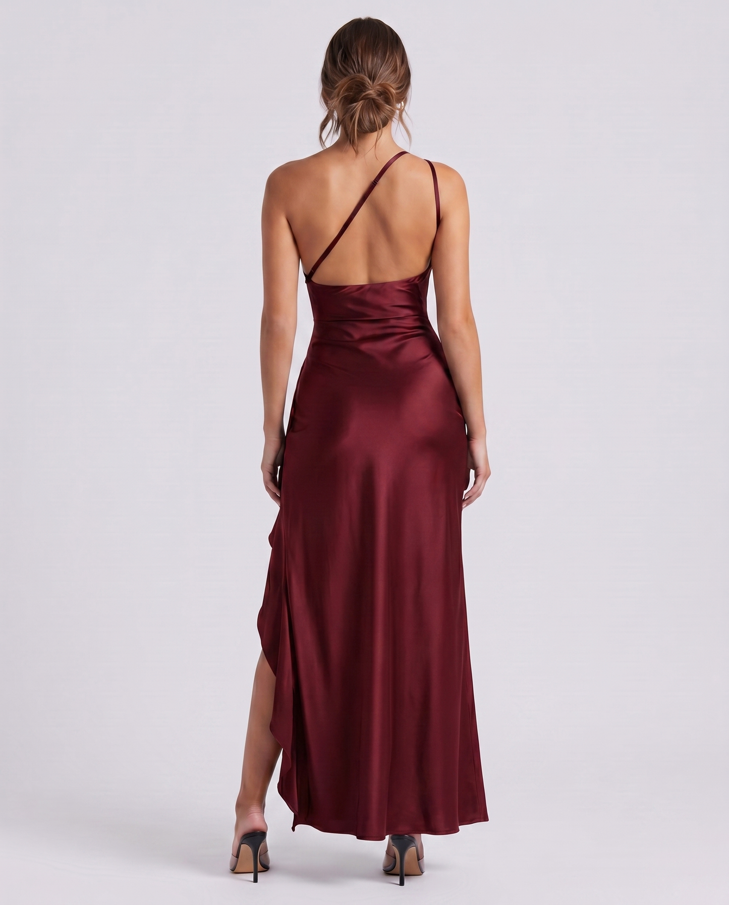 Satin One-Shoulder Maxi