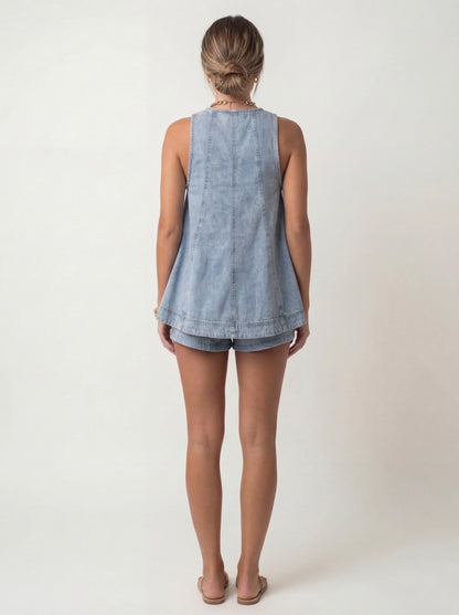 Summer Denim Two-Piece Set