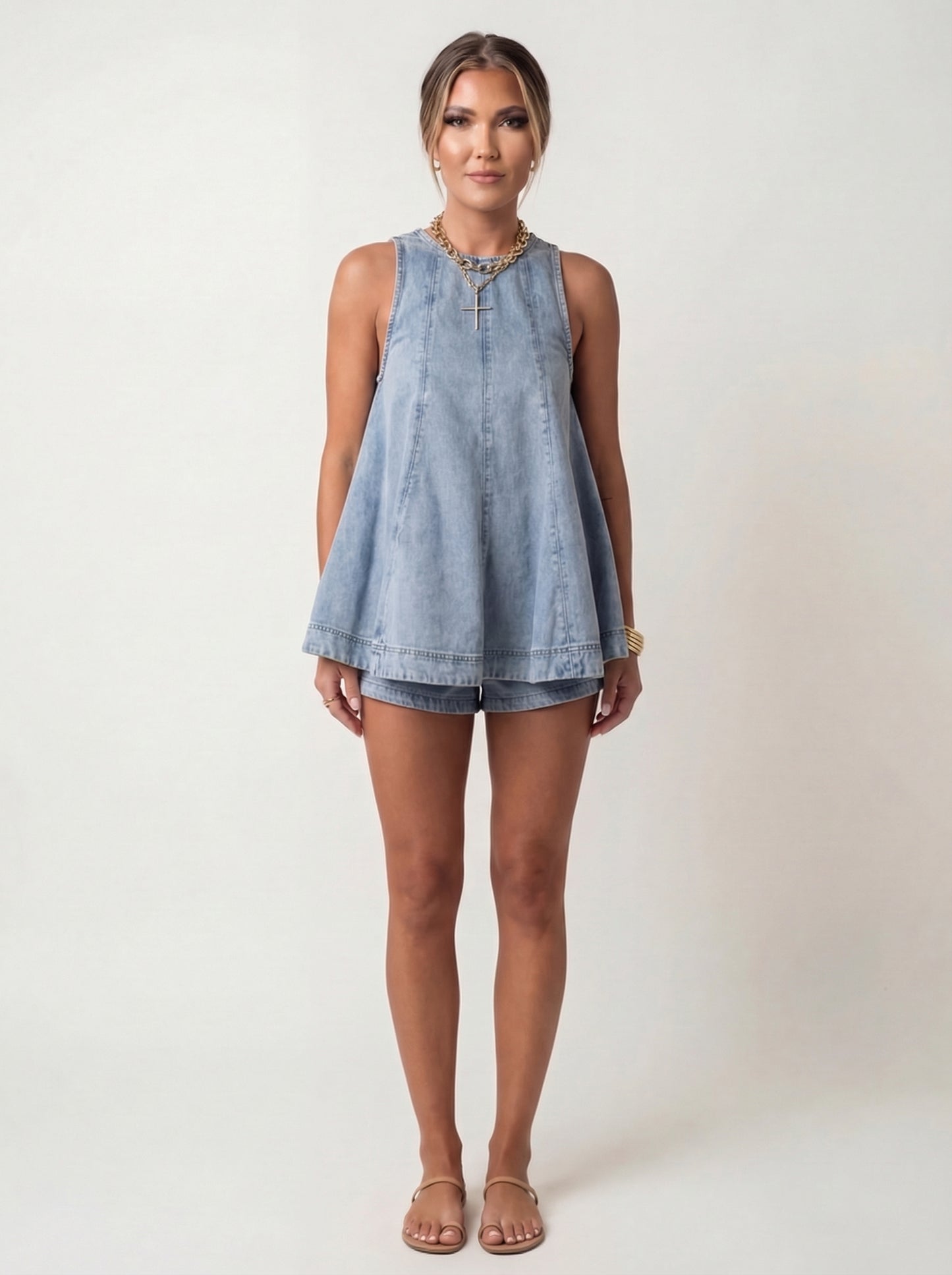 Summer Denim Two-Piece Set