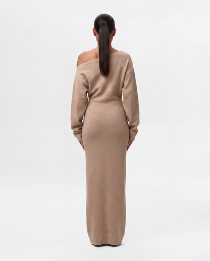 Off-Shoulder Knit Maxi Dress