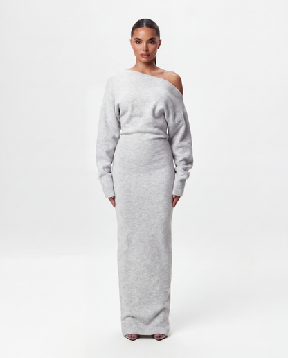 Off-Shoulder Knit Maxi Dress