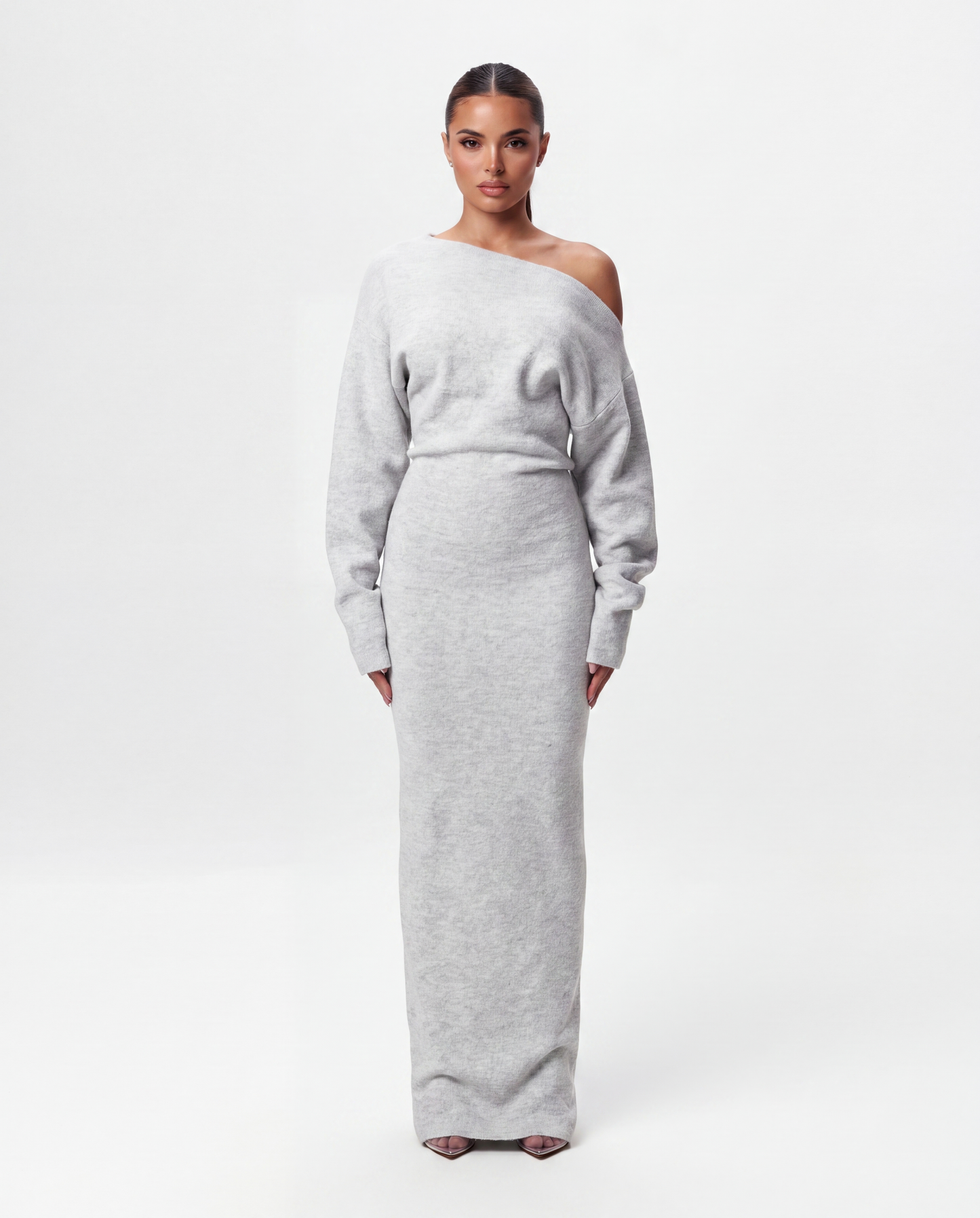 Off-Shoulder Knit Maxi Dress