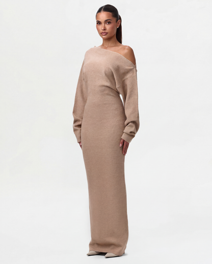 Off-Shoulder Knit Maxi Dress