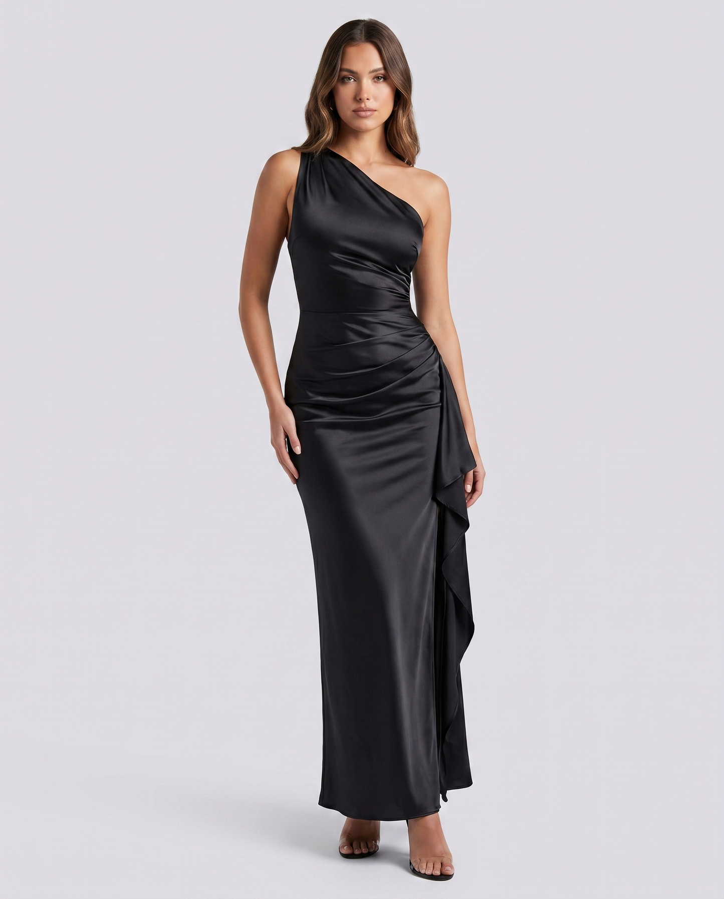 Satin One-Shoulder Maxi