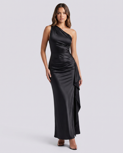 Satin One-Shoulder Maxi