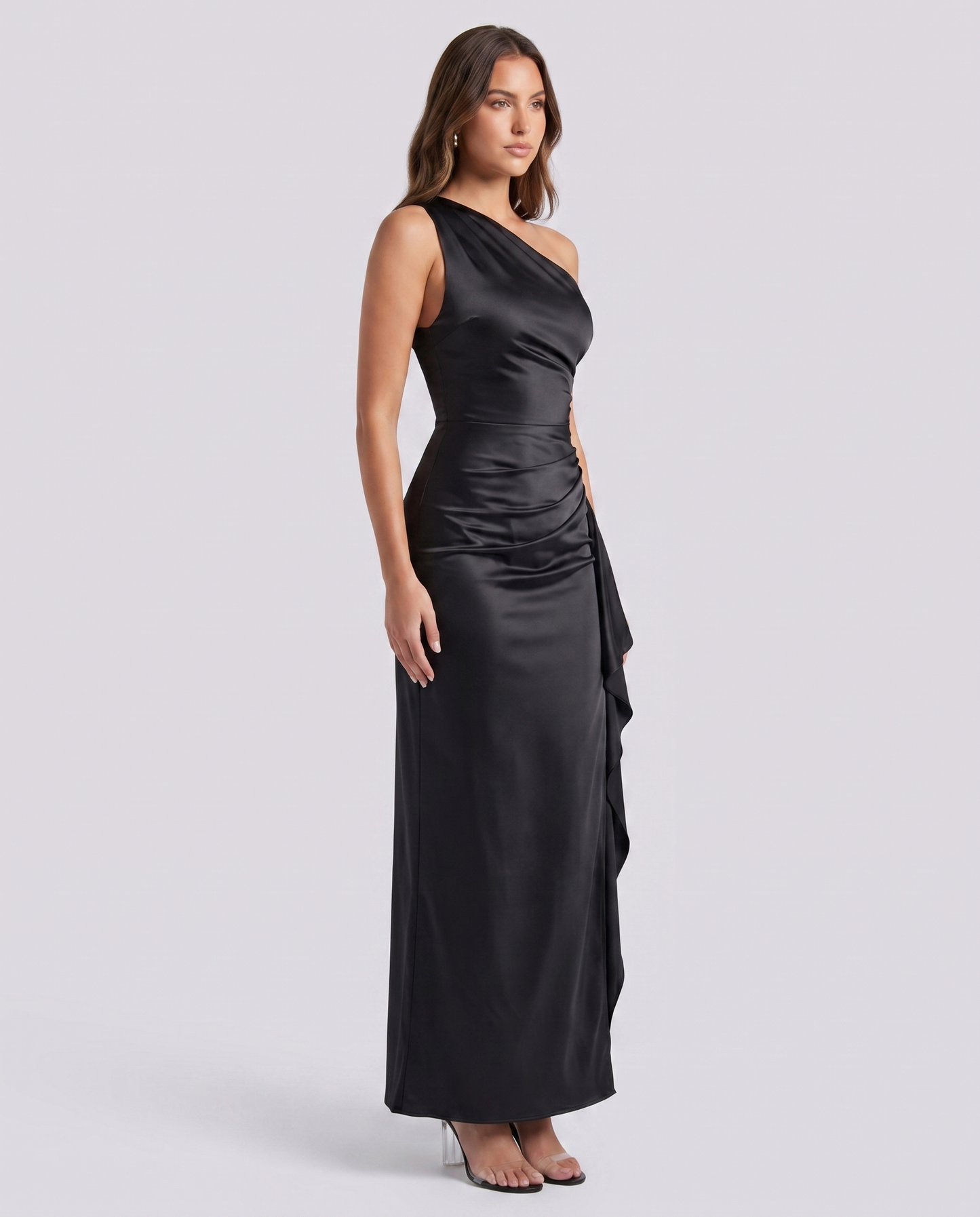 Satin One-Shoulder Maxi