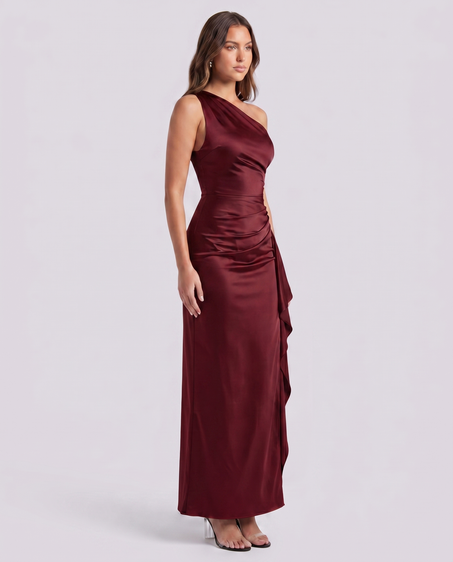 Satin One-Shoulder Maxi